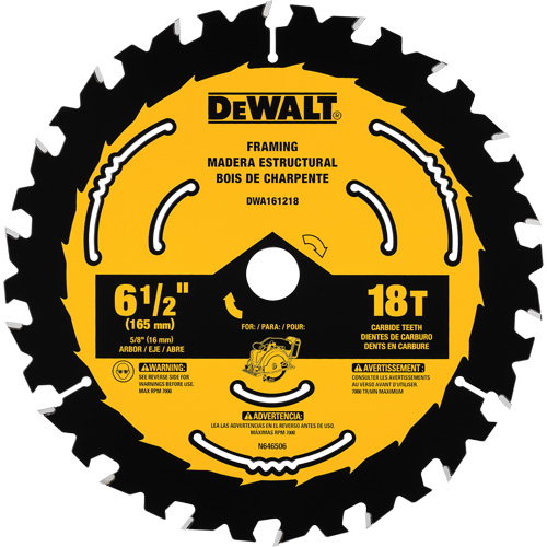 Lame de scie circulaire pour charpente, 6-1/2", 18 dents, Pour Bois Waymarc Industries Inc
