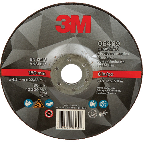 Meule &agrave; tronçonner, 6" x 1/8", Arbre de 7/8", Type 27, C&eacute;ramique Waymarc Industries Inc