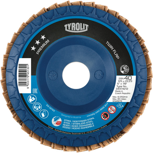 Twin Flap Disc, 4-1/2" x 7/8", Type 27, 40 Grit, Ceramic/Zirconia Alumina Waymarc Industries Inc