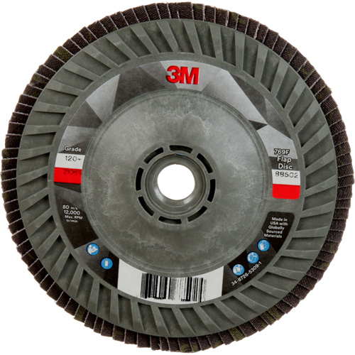 Disque &agrave; lamelles &agrave; changement rapide 769F, 5" x 5/8"-11, Type 27, Grain 120+, C&eacute;ramique Waymarc Industries Inc