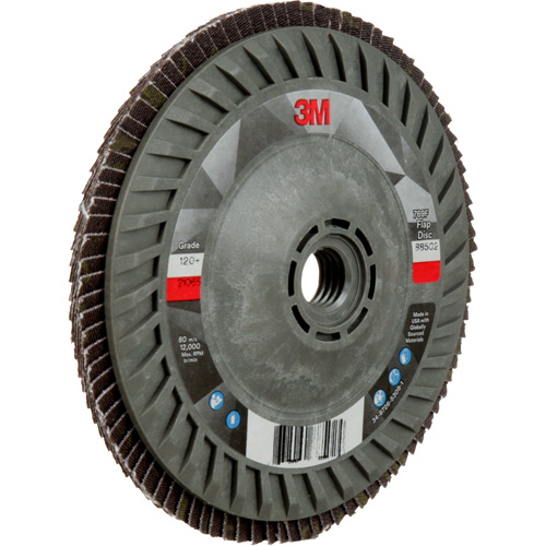 Disque &agrave; lamelles &agrave; changement rapide 769F, 5" x 5/8"-11, Type 27, Grain 120+, C&eacute;ramique Waymarc Industries Inc