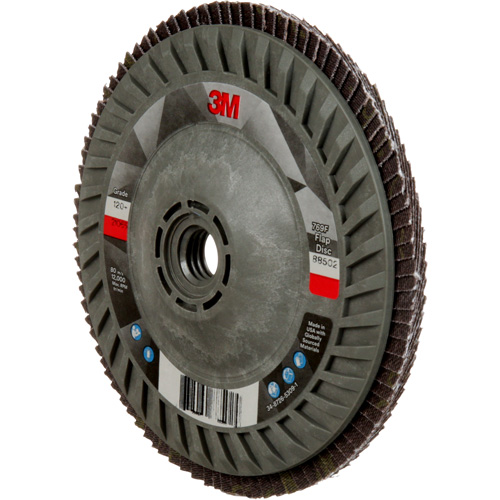 Disque &agrave; lamelles &agrave; changement rapide 769F, 5" x 5/8"-11, Type 27, Grain 120+, C&eacute;ramique Waymarc Industries Inc