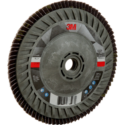 Disque &agrave; lamelles &agrave; changement rapide 769F, 5" x 5/8"-11, Type 27, Grain 80+, C&eacute;ramique Waymarc Industries Inc