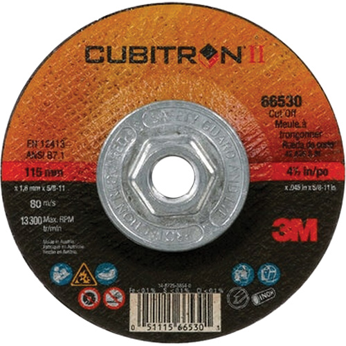 Cubitron II Cut-Off Wheel, 4-1/2" x 0.045", 5/8"-11 Arbor, Type 27, Ceramic Waymarc Industries Inc