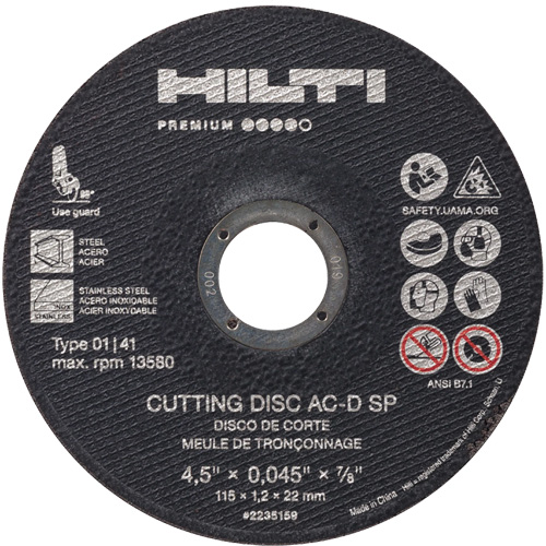 AC-D SP Cut-Off Wheel, 4-1/2" x 0.045", 7/8" Arbor, Type 1, 13580 RPM Waymarc Industries Inc