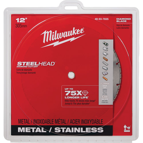 Lame &agrave; tronçonner au diamant Steelhead, 12", Pour M&eacute;tal Waymarc Industries Inc