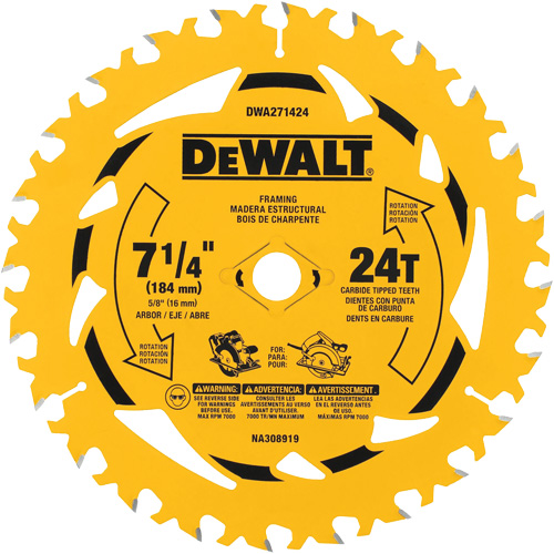 Lame de scie circulaire, 7-1/4", 24 dents, Pour Bois Waymarc Industries Inc
