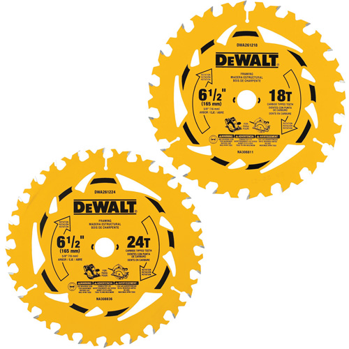 Circular Saw Blade Combo Pack, 6-1/2", 18/24 Teeth, Wood Use Waymarc Industries Inc