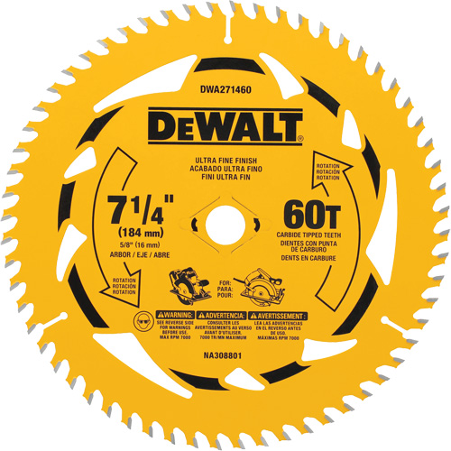 Lame de scie circulaire, 7-1/4", 60 dents, Pour Bois Waymarc Industries Inc