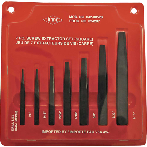 ISE-7 Ensemble d'extracteurs de vis carr&eacute;es 7 pi&egrave;ces, Pour vis de 1/8" - 9/16" Waymarc Industries Inc