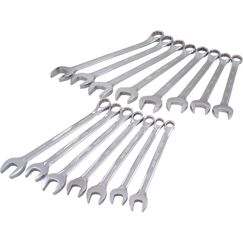 Mirror Chrome Wrench Set, Combination, 15 Pieces, Metric Waymarc Industries Inc