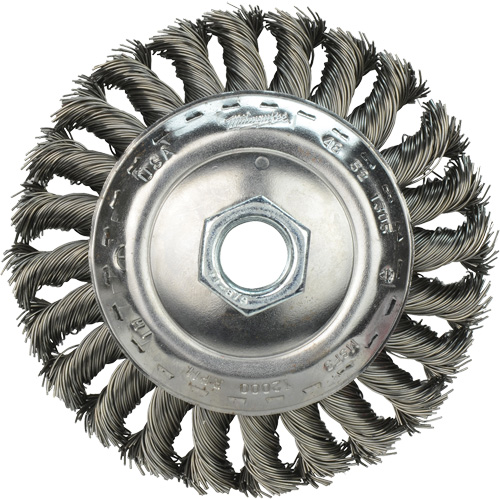 Bevel Knot Brush, 4" Dia., 0.023" Fill, 5/8"-11 Arbor Waymarc Industries Inc