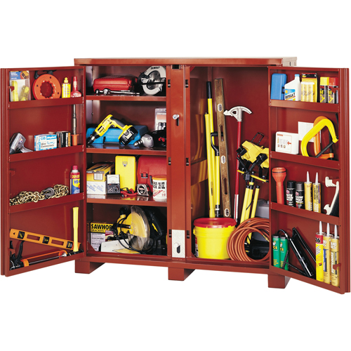 Jobsite Shelf Cabinet, Steel, 47.5 Cubic Feet, Red Waymarc Industries Inc