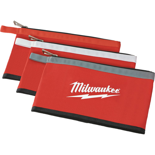 Coloured Zippered Pouches - Set of 3, Canvas, 3 Pockets, Black/Red Waymarc Industries Inc