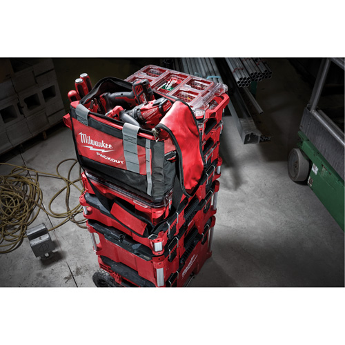 Packout Tool Bag, Ballistic Nylon, 2 Pockets, Black/Red Waymarc Industries Inc
