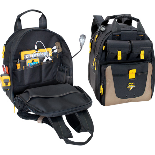 Sac &agrave; dos avec prises de recharge pour appareils &eacute;lectroniques, 15" lo x 10-1/2" la, Noir, Polyester Waymarc Industries Inc