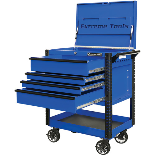 EX Deluxe Series Tool Cart, 4 Drawers, 22-7/8" L x 33" W x 44-1/4" H, Blue Waymarc Industries Inc