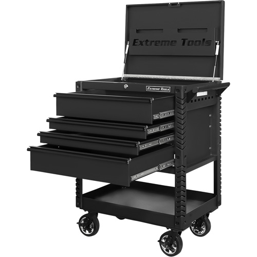 EX Deluxe Series Tool Cart, 4 Drawers, 22-7/8" L x 33" W x 44-1/4" H, Black Waymarc Industries Inc