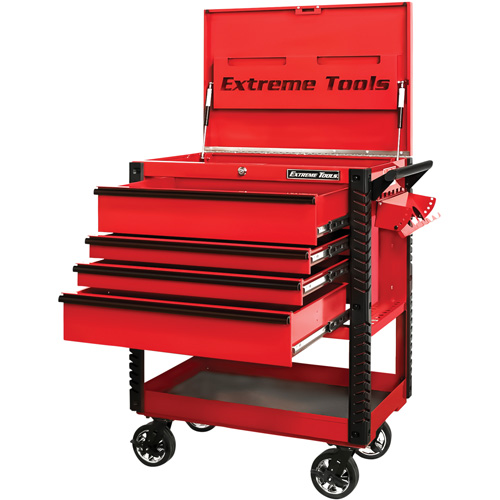 EX Deluxe Series Tool Cart, 4 Drawers, 22-7/8" L x 33" W x 44-1/4" H, Red Waymarc Industries Inc