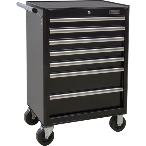 Industrial Tool Cart, 7 Drawers, 27" W x 18-3/4" D x 39" H, Black Waymarc Industries Inc