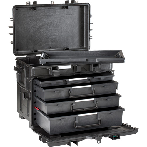 Coffre &agrave; outils militaire mobile avec tiroirs, 4 tiroirs, 22-4/5" la x 15" p x 18" h, Noir Waymarc Industries Inc