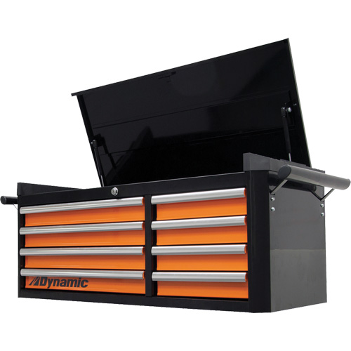Top Chest, 42" W, 8 Drawers, Black/Orange Waymarc Industries Inc