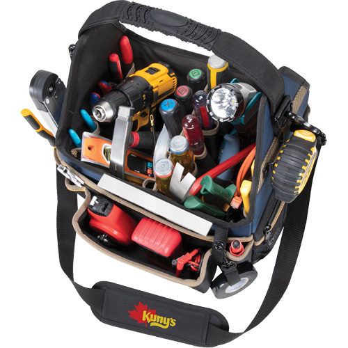 Molded Base Electrical/HVAC Tool Carrier, Ballistic Polyester, 20 Pockets, Black/Blue Waymarc Industries Inc