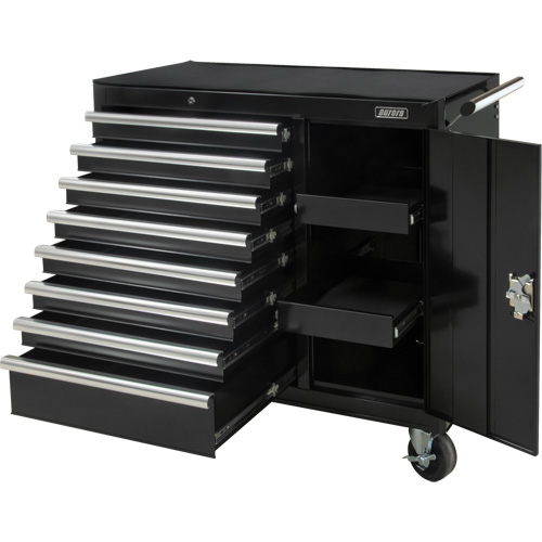 Industrial Tool Cart, 8 Drawers, 44-3/10" W x 21-1/10" D x 36-7/10" H, Black Waymarc Industries Inc