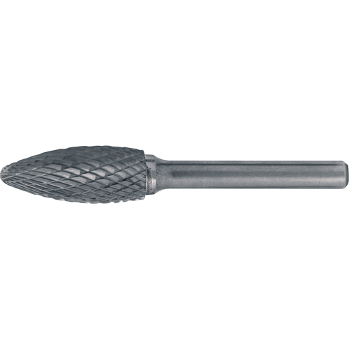 CLEVELAND Solid Carbide Burrs - Flame Shaped, 1/2" Dia., 1/4" Shank Waymarc Industries Inc