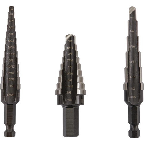 Unibit&reg; Step Drill Set, 3 Pieces, High Speed Steel Waymarc Industries Inc