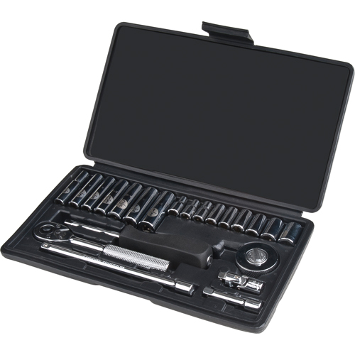 Socket Set, 22 Pcs, 1/4" Drive Size, Deep Waymarc Industries Inc