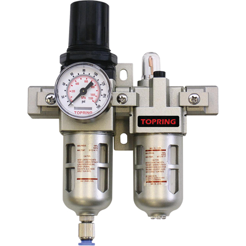 Airflo Compact Combination Units Filter/Regulator + Lubricator + Gauge, 1/4" NPT, 150 PSI Max. PSI, Modular Waymarc Industries Inc