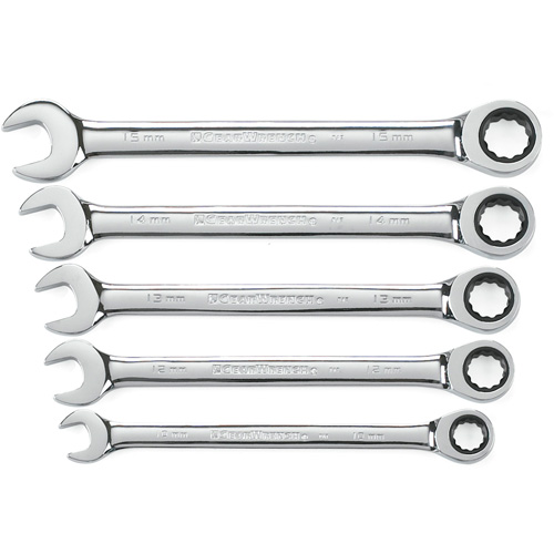 72-Tooth 12 Point Ratcheting Wrench Set, Combination, 5 Pieces, Metric Waymarc Industries Inc
