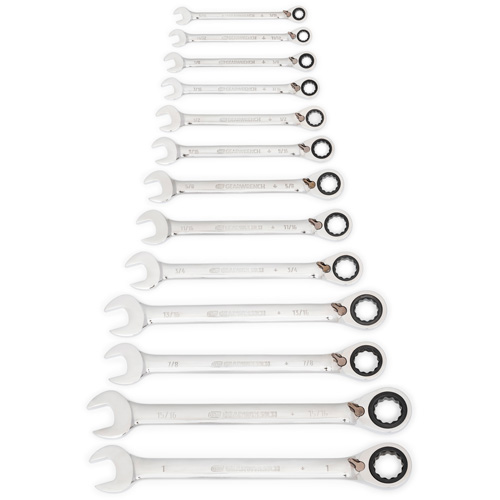 72-Tooth 12 Point Reversible Ratcheting SAE Wrench Set, Combination, 13 Pieces, Imperial Waymarc Industries Inc