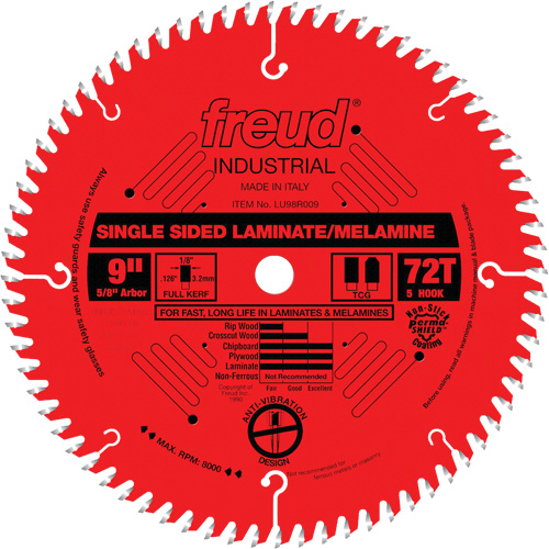 Lames de scie industrielle TCS pour panneaux de particules, 9", 72 dents, Pour Stratifi&eacute; Waymarc Industries Inc