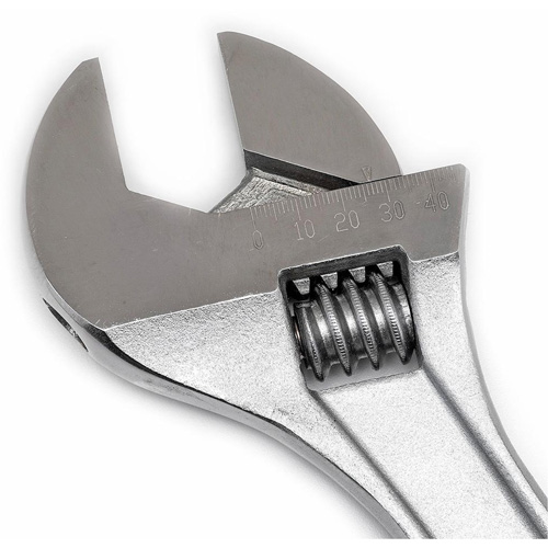 Adjustable Tapered Handle Wrench - Carded, 15" L, 1-11/16"/43 mm Max Width, Chrome/Polished Waymarc Industries Inc