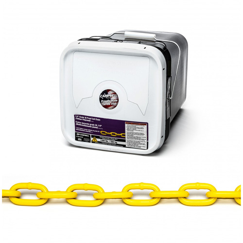 Chaîne ronde &eacute;prouv&eacute;e, Acier &agrave; faible teneur en carbone, 1/4" x 75' (22,9 m) l, Calibre 30, Charge d'utilisation 1300 lb (0,65 tonne) Waymarc Industries Inc