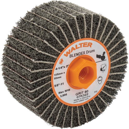 Tambours de finition Two-In-One ALLSTEEL, 4-1/4" dia. x 2" la, 5/8"-11 Arbre, Grain 80 Waymarc Industries Inc
