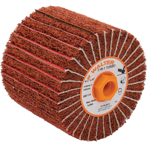 Tambours turbo Two-In-One, 4-1/2" dia. x 4" la, 5/8"-11 Arbre, Grain 60 Waymarc Industries Inc