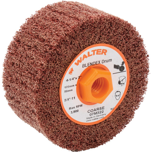 Tambour de conditionnement de surface Blendex ALLSTEEL, 4-1/4" dia. x 2" la, 5/8"-11 Arbre, Grain Cors&eacute; Waymarc Industries Inc
