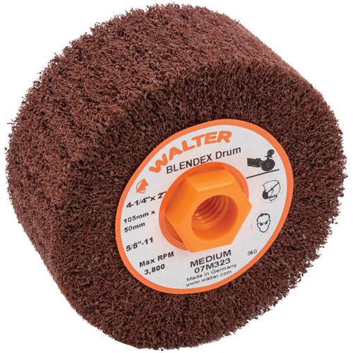 Tambour de conditionnement de surface Blendex ALLSTEEL, 4-1/4" dia. x 2" la, 5/8"-11 Arbre, Grain Moyen Waymarc Industries Inc