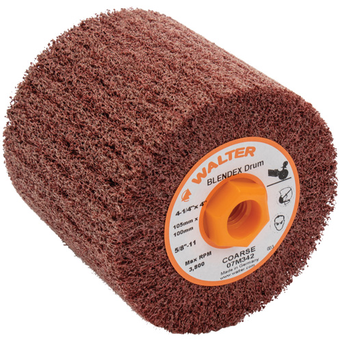 Tambour de conditionnement de surface Blendex ALLSTEEL, 4-1/4" dia. x 4" la, 5/8"-11 Arbre, Grain Cors&eacute; Waymarc Industries Inc