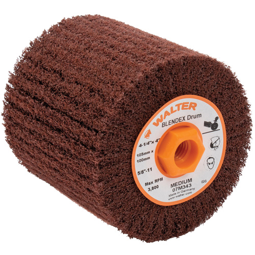 ALLSTEEL Blendex Surface Conditioning Drum, 4-1/4" Dia. x 4" W, 5/8"-11 Arbor, Medium Grit Waymarc Industries Inc