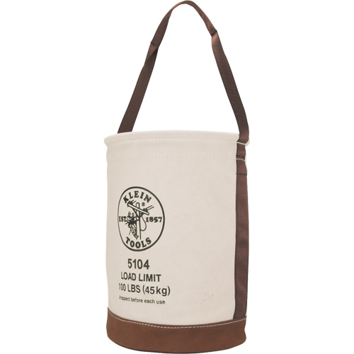Seau avec fond en cuir, 17" h, Toile, Beige Waymarc Industries Inc