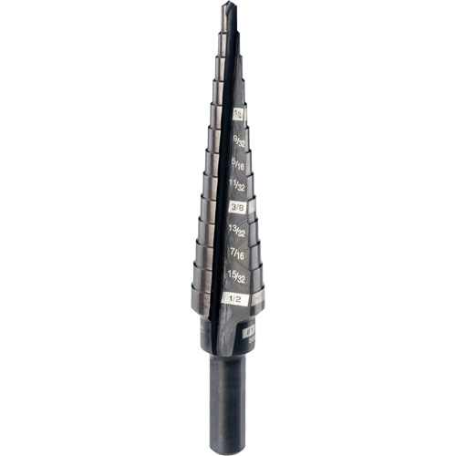 #1 Step Drill Bit, 1/8" - 1/2" , 1/32" Increments, High Speed Steel Waymarc Industries Inc