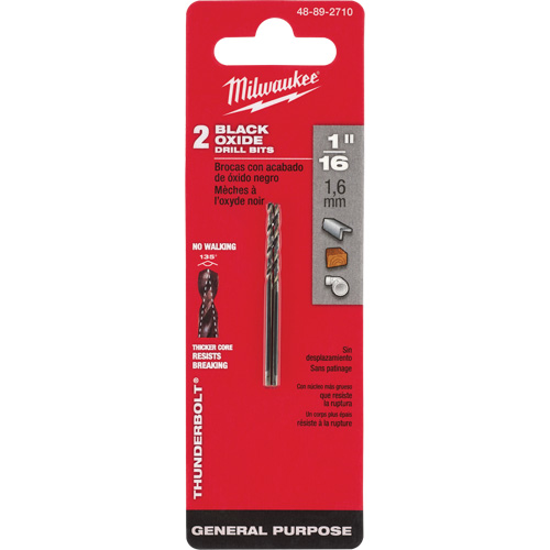 Thunderbolt&reg; Jobber Drill Bit, High Speed Steel, 1/16", 1-7/8" L, 7/8" Flute, 135° Point Angle Waymarc Industries Inc
