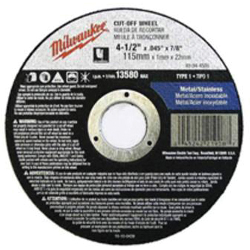 Depressed Centre Cut-Off Wheels, 5" x 0.045", 7/8" Arbor, Type 27, Aluminum Oxide, 13580 RPM Waymarc Industries Inc