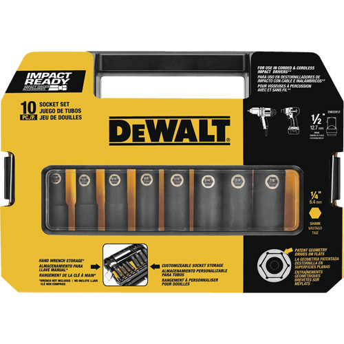 Jeu de douilles Ready, 10 Mcx, Chocs, Prise de 1/2" Waymarc Industries Inc