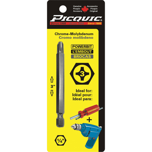 Powerbit, Phillips, #3 Tip, 1/4" Drive Size, 3" Length Waymarc Industries Inc