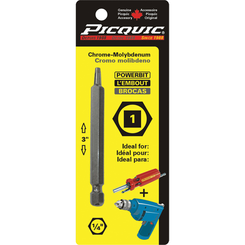 Embout, Carr&eacute;e, Embout #1, Prise 1/4", Longueur 3" Waymarc Industries Inc